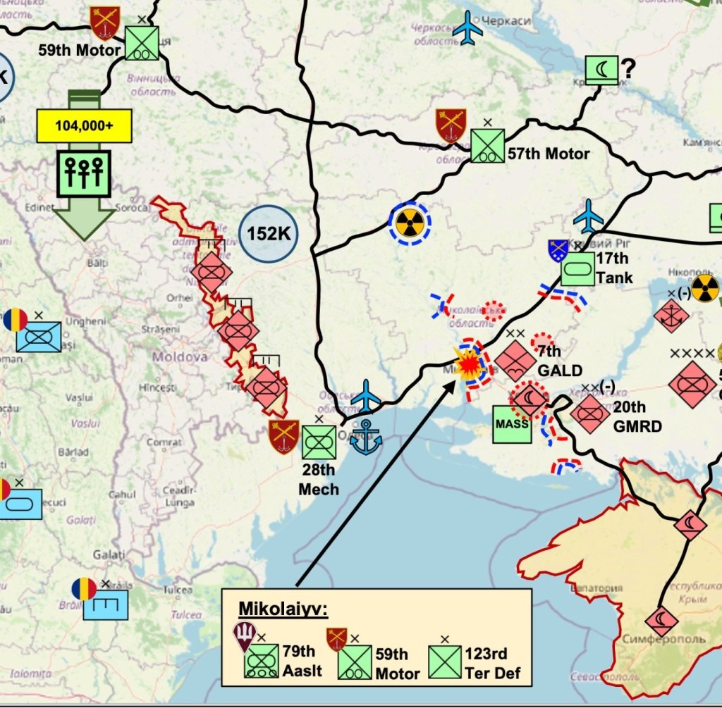 A marzo 2022, l'Ucraina dispone di due brigate (6-8k uomini) "libere" in grado di minacciare la Transnistria
