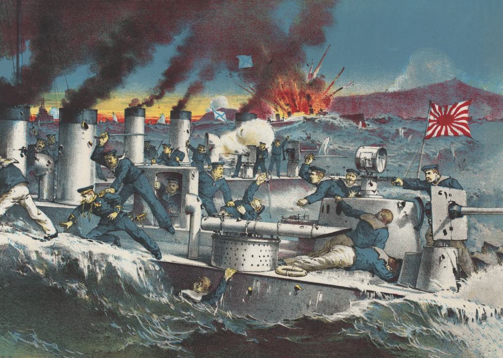 La battaglia di Tsushima, in cui la Russia viene sconfitta dalla nuova potenza di mare (che però Mahan consiglia di tenere d'occhio): il Giappone imperiale